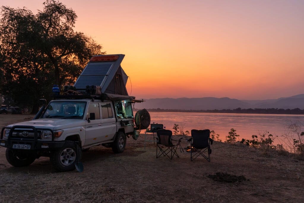 Zambezi sunset; Naymepi camp